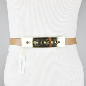 BCBG • Brown Gold Faux Leather Belt